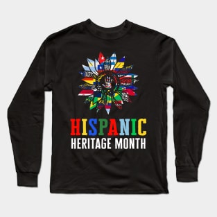 National Hispanic Heritage Month Decoration Flags Sunflower Long Sleeve T-Shirt